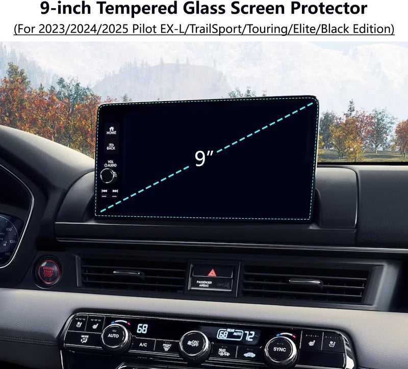 AZZIGO Tempered Glass Screen Protector For 2023 2024 2025 Honda Pilot (EX-L/TrailSport/Touring/Elite/Black Edition) 9 Inch Touchscreen Accessories HD - Image 2